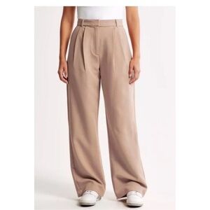 ABERCROMBIE & FITCH Sloane Tailor High Rise Wide Leg Pants Size 8 Long Khaki